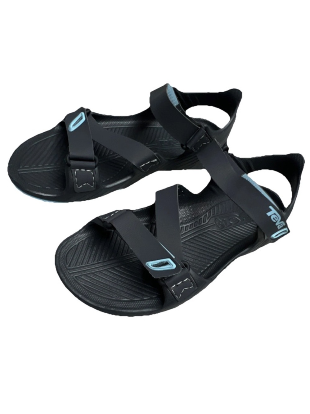 Teva Barracuda Men’s Black Sandals with Light Blue Accents Strappy  Size 8 - Picture 2 of 8